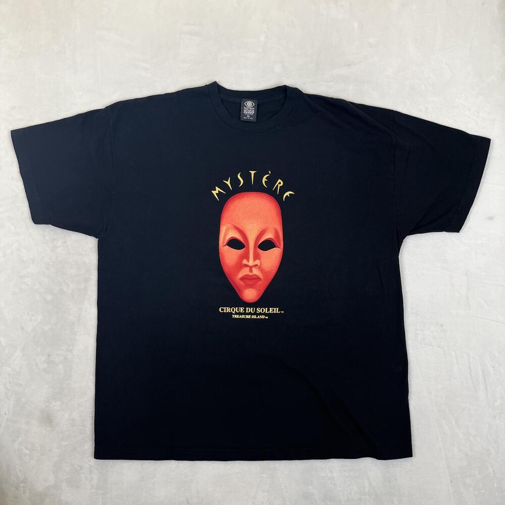 Vintage Mystere Cirque Du Soleil T-Shirt Mens XL Black Treasure Island